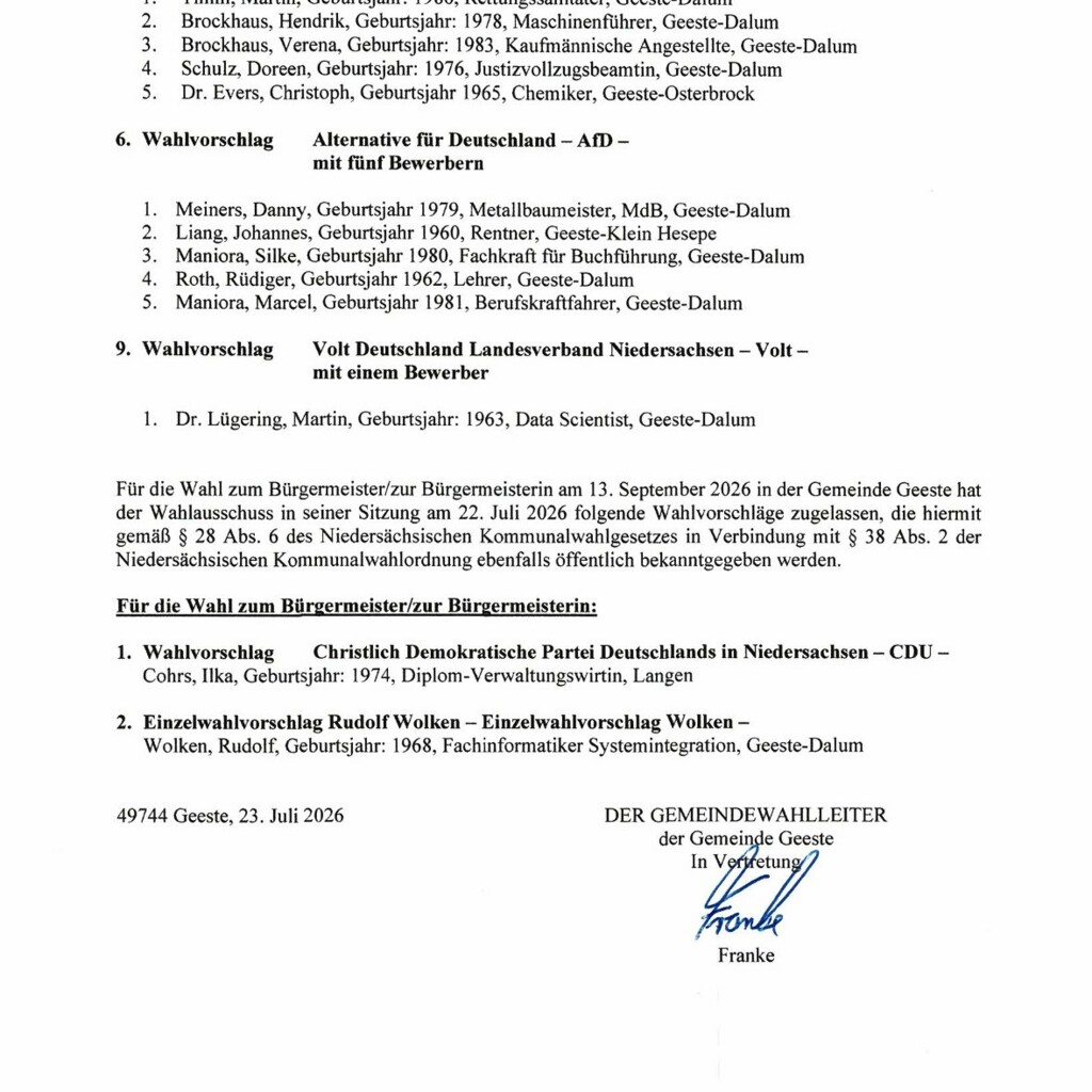 Kommunalwahl 13092026 Zugelassene Wahlvorschläge 2