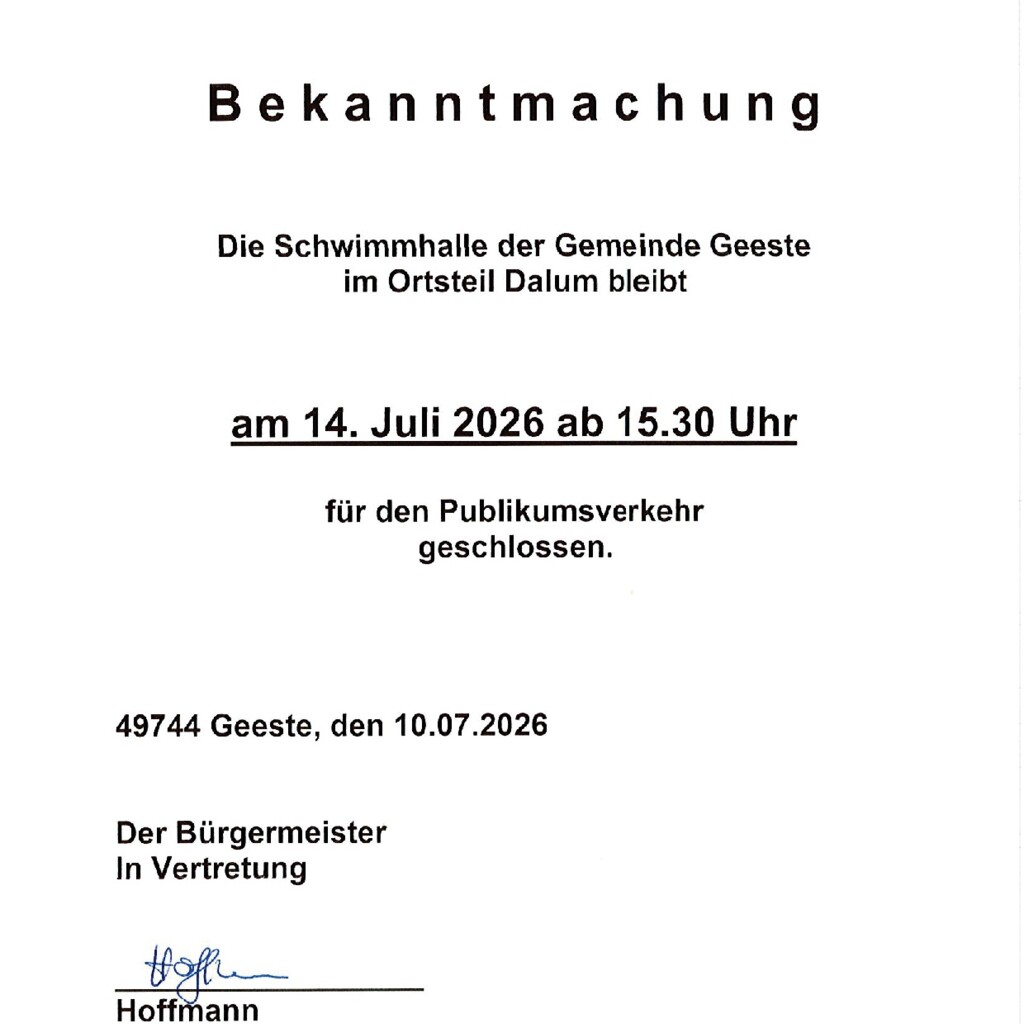 Schwimmen entfällt 14 Juli 2026