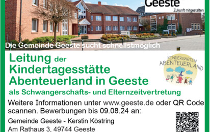 Stellenanzeige_Juli 2024_Leitung Kita Abenteuerland