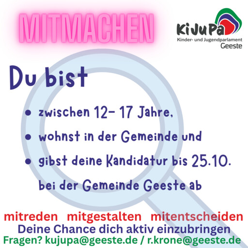 KiJuPa Geeste - Bewerbung Wahl 2025