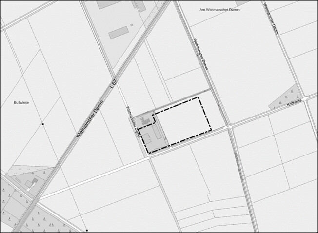Inkrafttreten des Bebauungsplanes Nr. 200 „Sondergebiet Tierhaltungsanlagen“, 13. Änderung Kartenausschnitt