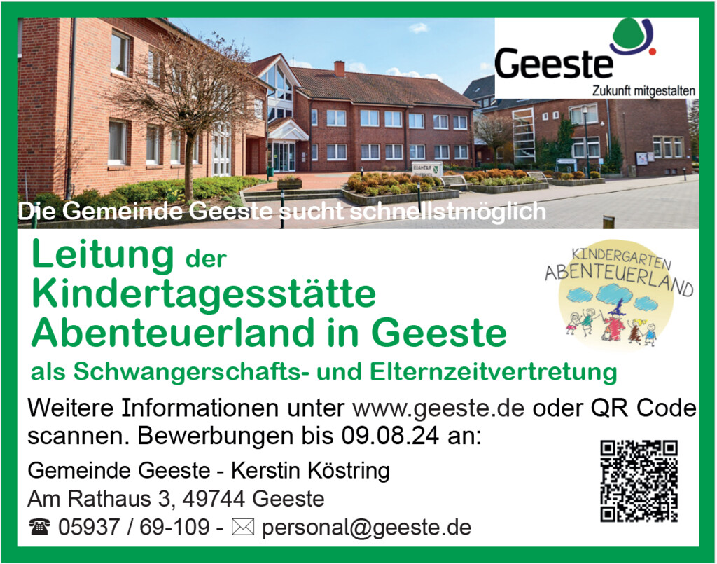 Stellenanzeige_Juli 2024_Leitung Kita Abenteuerland