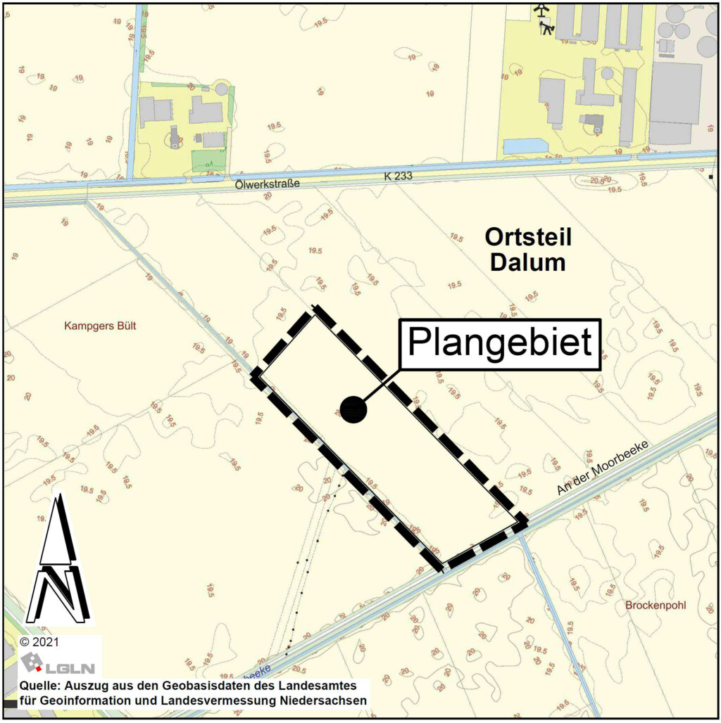 Bebauungsplanes Nr. 136 „Biomethananlage Dalum“, OT Dalum Grafik LGLN