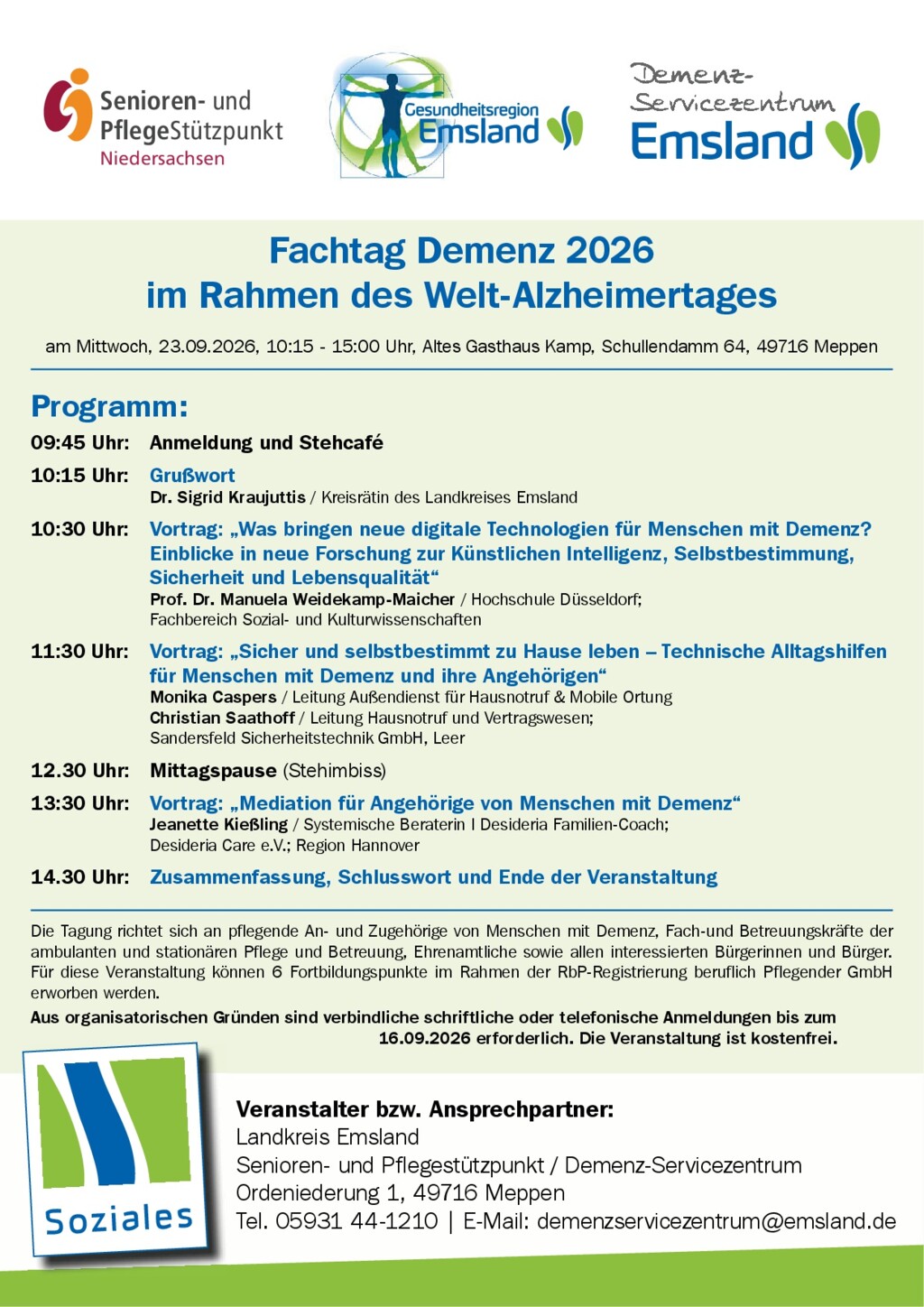 Fachtag Demenz Programm 2026