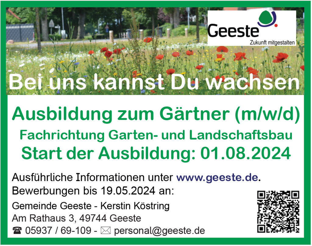 Stellenanzeige April 2024 Azubi Bauhofmitarbeiter