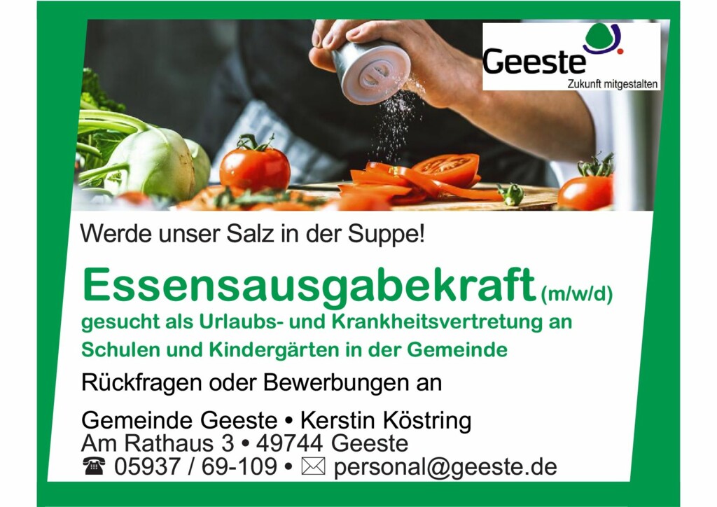 Stellenanzeige_Sept 2024_Vertretung_Essensausgabekraft