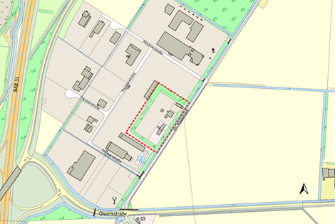Kartenausschnitt Wirksamwerden der 91. Änderung des Flächennutzungsplanes