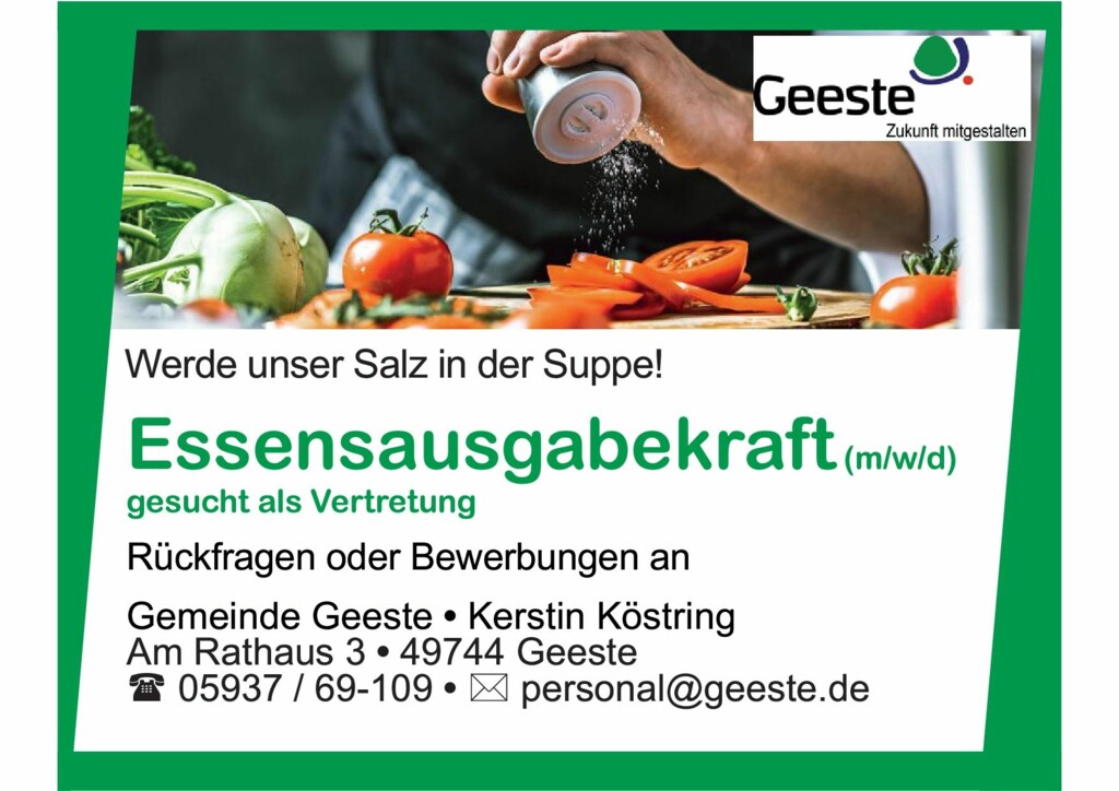 Stellenanzeige_Sept 2025_Vertretung_Essensausgabekraft