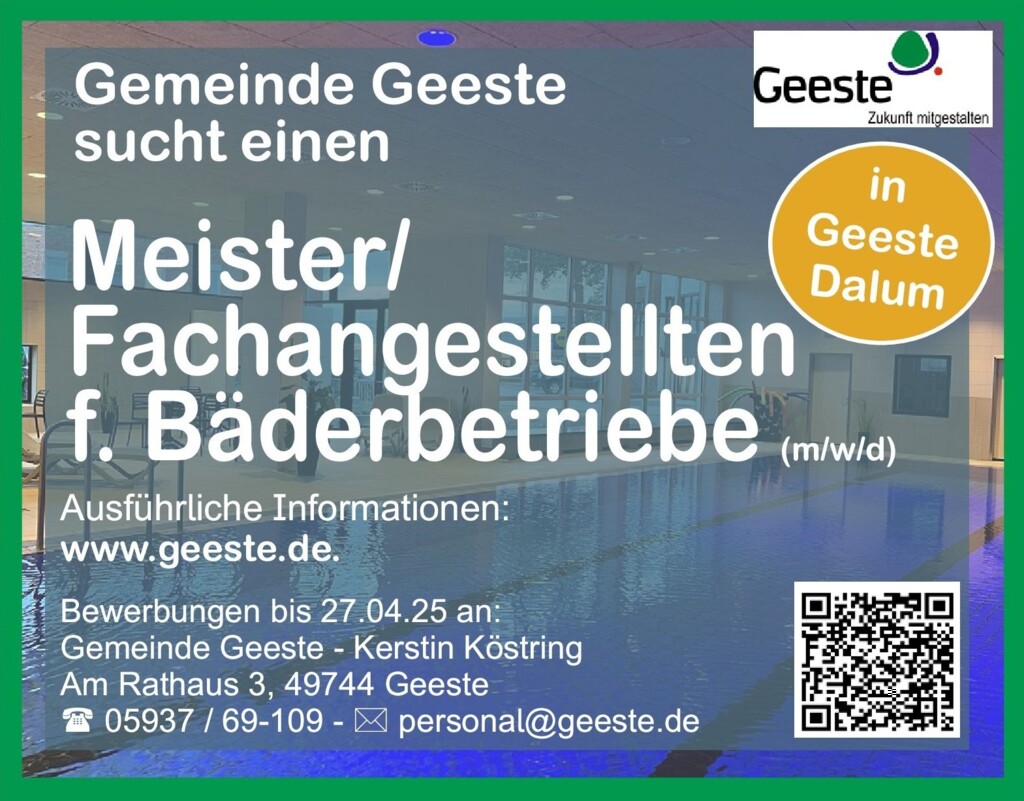 Stellenanzeige_März 2025 FBII Meister Badeanstalt in Geeste Dalum