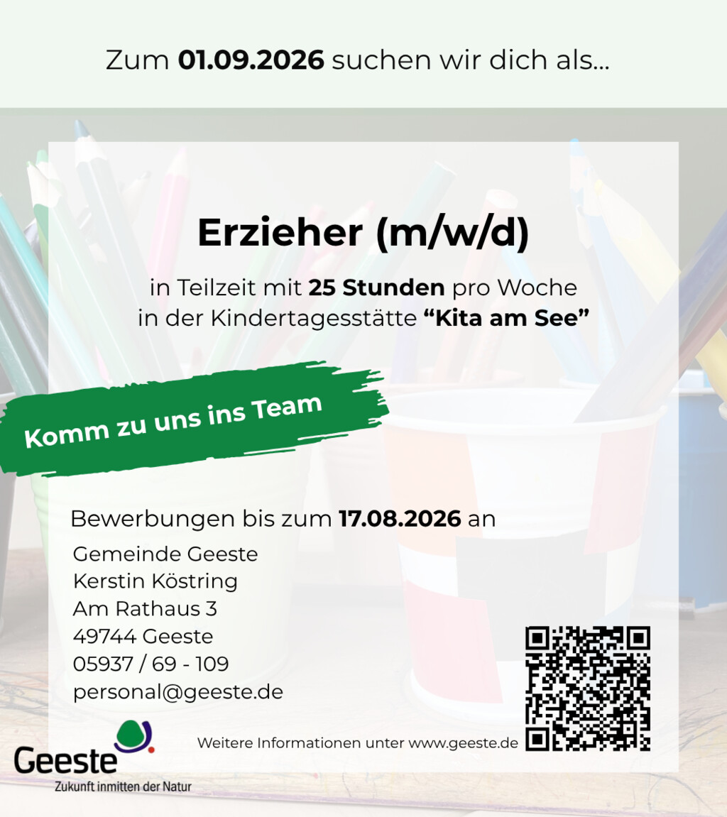 Stellenanzeige Erzieher mwd