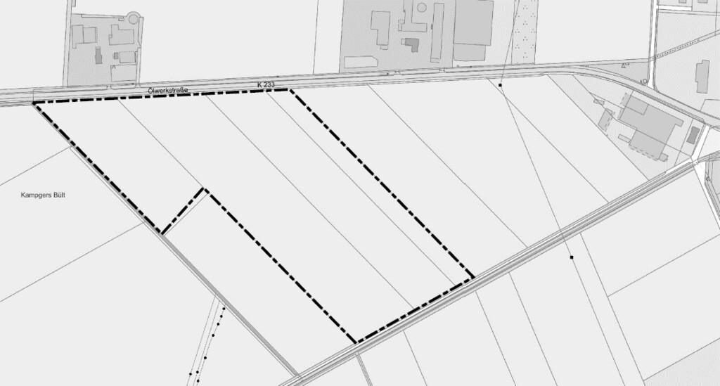 Kartenausschnitt - Bebauungsplan Nr. 28 „Industriegebiet Ölwerkstraße Teil I“, Ortsteil Dalum