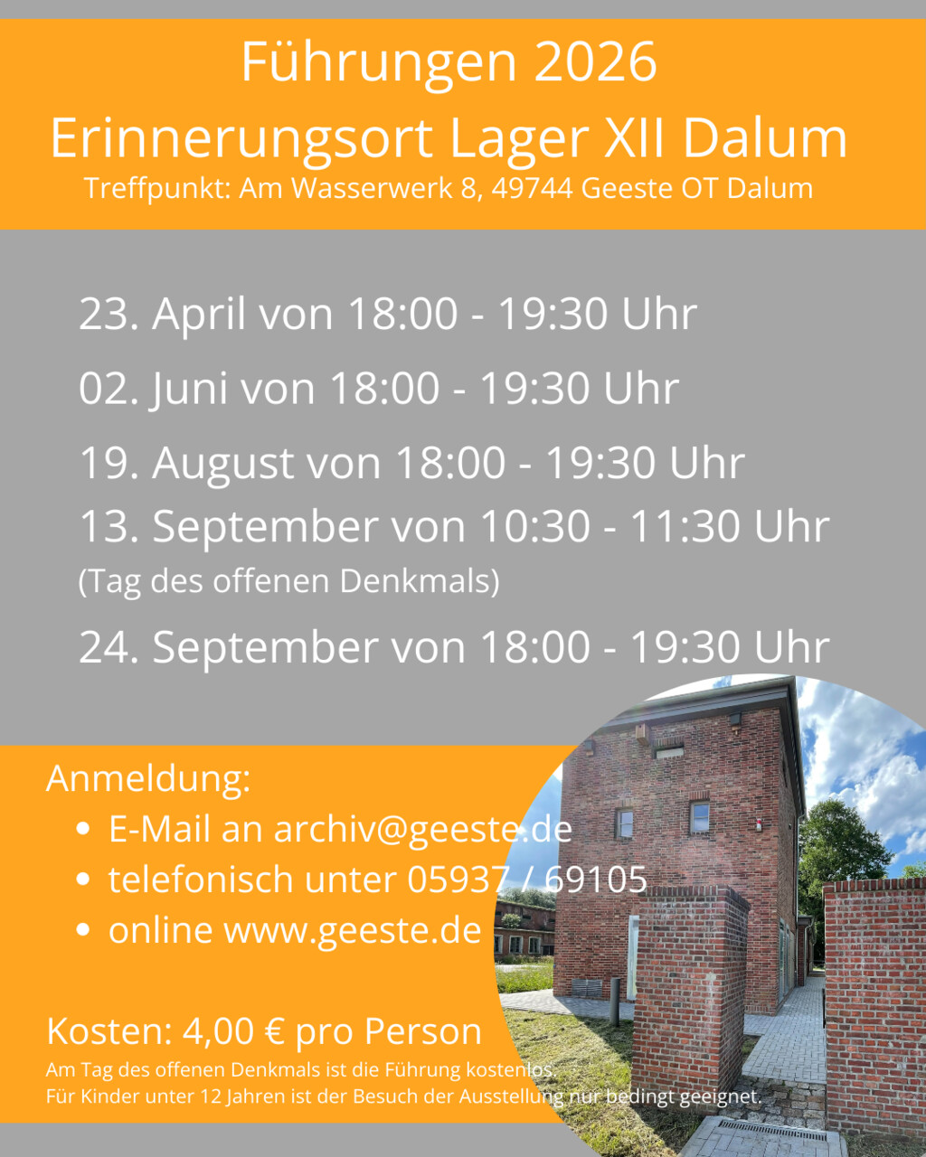 Führungen 2026 Erinnerungsort Lager XII Dalum
